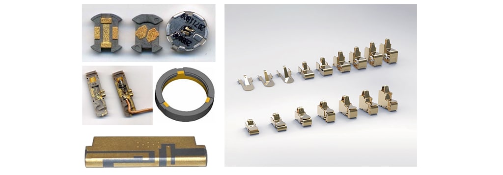 Examples of laser direct structuring on various devices. Spring finger contacts can be used for grounding, antenna feeding and EMI shielding.